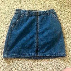 Denim zip up mini skirt